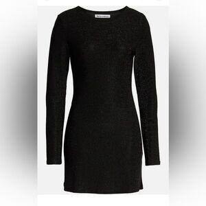 Reformation Radford Black Metallic Long Sleeve Mini Dress XS